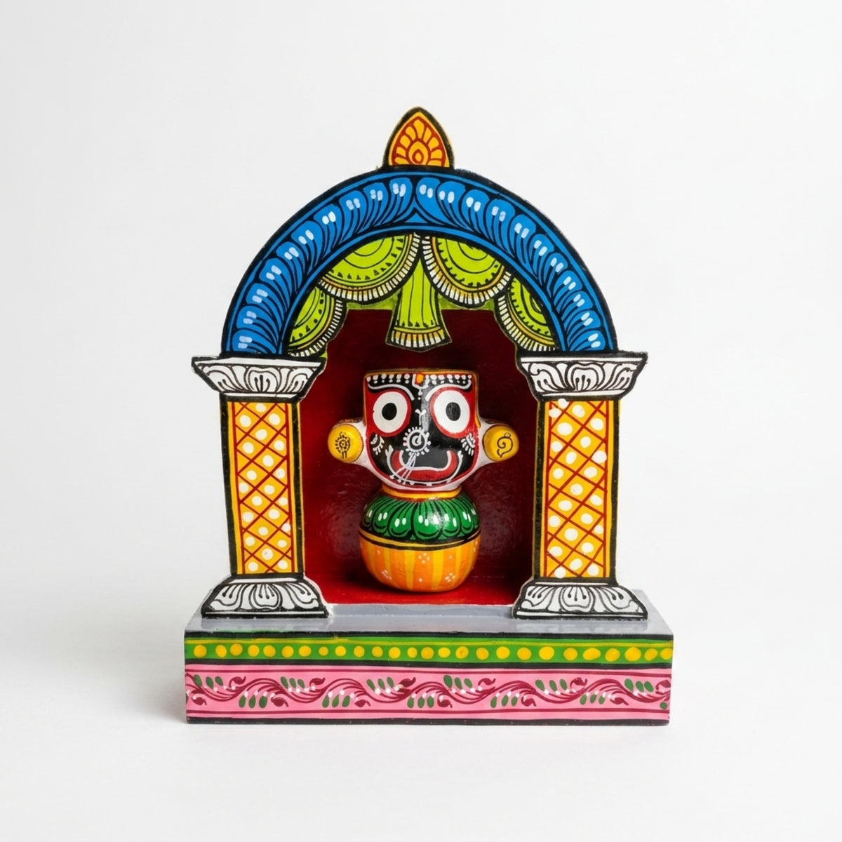 hand-painted wooden lord jagannath shrine – traditional odisha wood craft