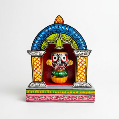 Hand-Painted Wooden Lord Jagannath Shrine – Traditional Odisha Wood Craft