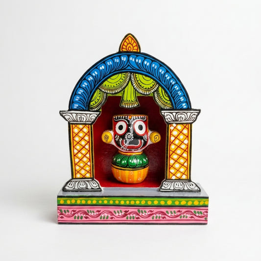 Hand-Painted Wooden Lord Jagannath Shrine – Traditional Odisha Wood Craft