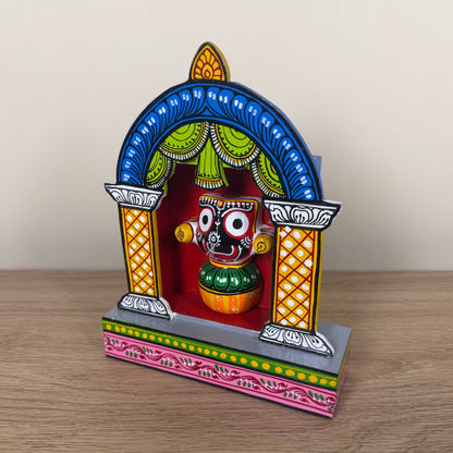 Hand-Painted Wooden Lord Jagannath Shrine – Traditional Odisha Wood Craft