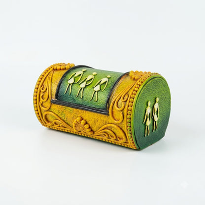 Handcrafted Odisha Paper Mache Jewellery Box – Traditional Tribal Motif
