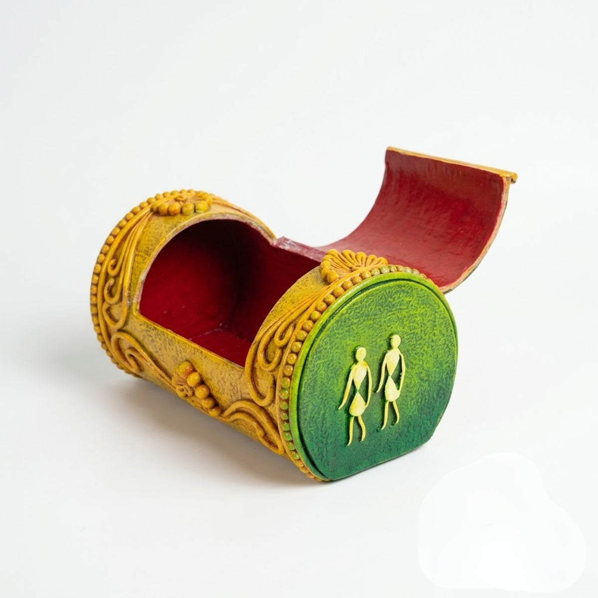 handcrafted odisha paper mache jewellery box – traditional tribal motif