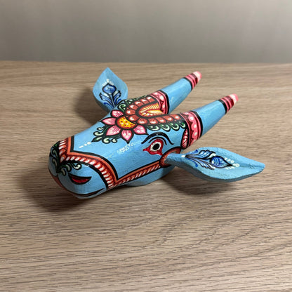 Handcrafted Wooden Cow Head Wall Hanging | Traditional Hand-Painted Odisha Folk Art