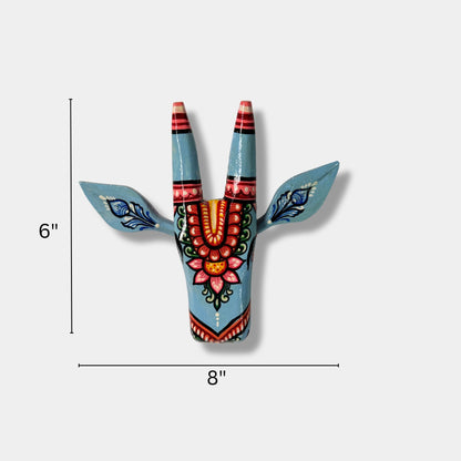 Handcrafted Wooden Cow Head Wall Hanging | Traditional Hand-Painted Odisha Folk Art