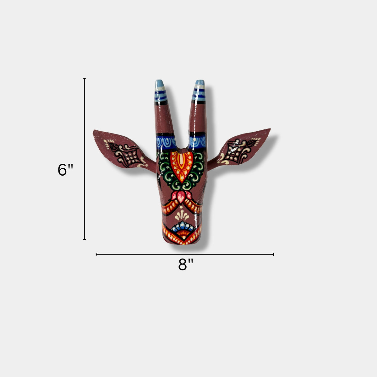 handcrafted wooden cow head wall hanging | mauve traditional odisha folk art accent