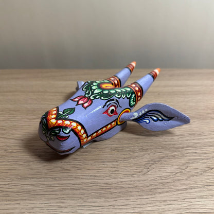 Handcrafted Wooden Cow Head Wall Hanging | Lavender Traditional Odisha Folk Art Accent