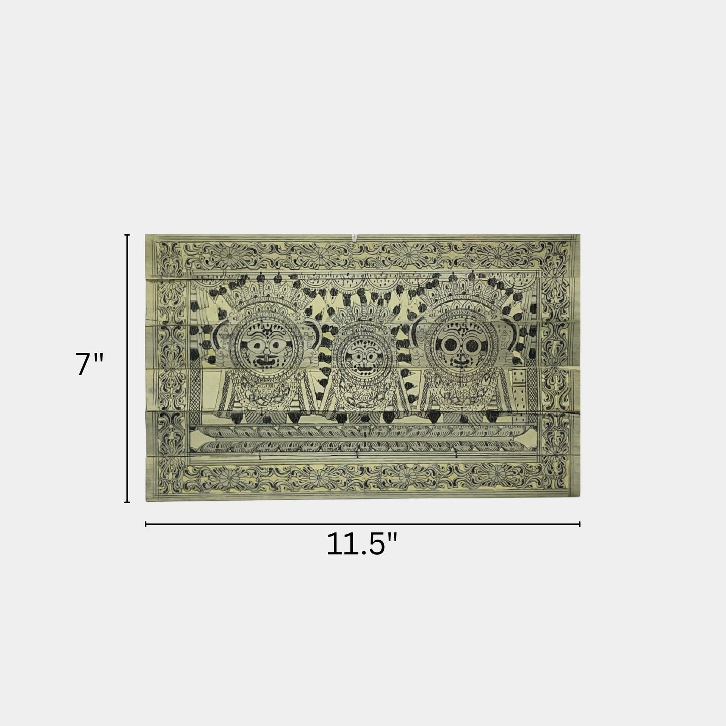 handcrafted odisha palm leaf engraving - lord jagannath, balabhadra & subhadra