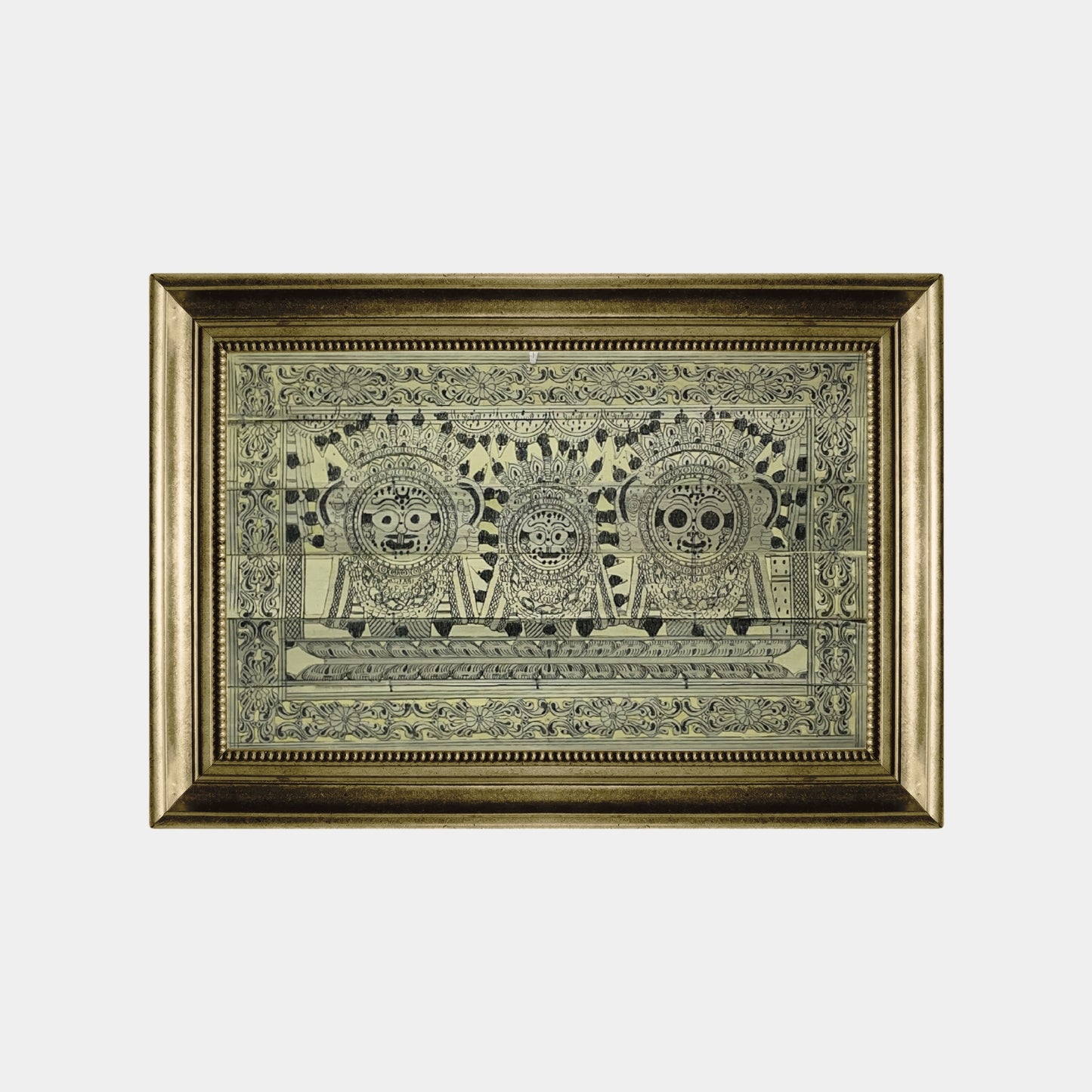handcrafted odisha palm leaf engraving - lord jagannath, balabhadra & subhadra