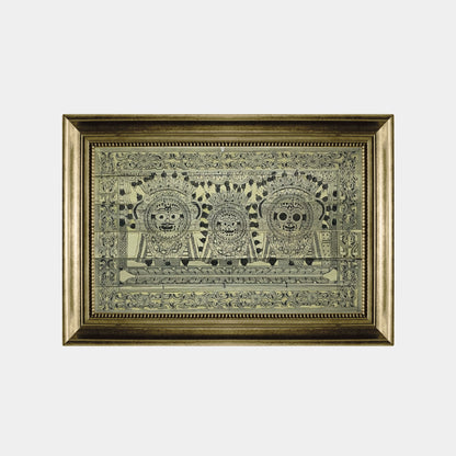 Handcrafted Odisha Palm Leaf Engraving - Lord Jagannath, Balabhadra & Subhadra