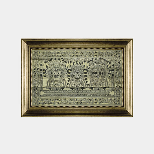 Handcrafted Odisha Palm Leaf Engraving - Lord Jagannath, Balabhadra & Subhadra