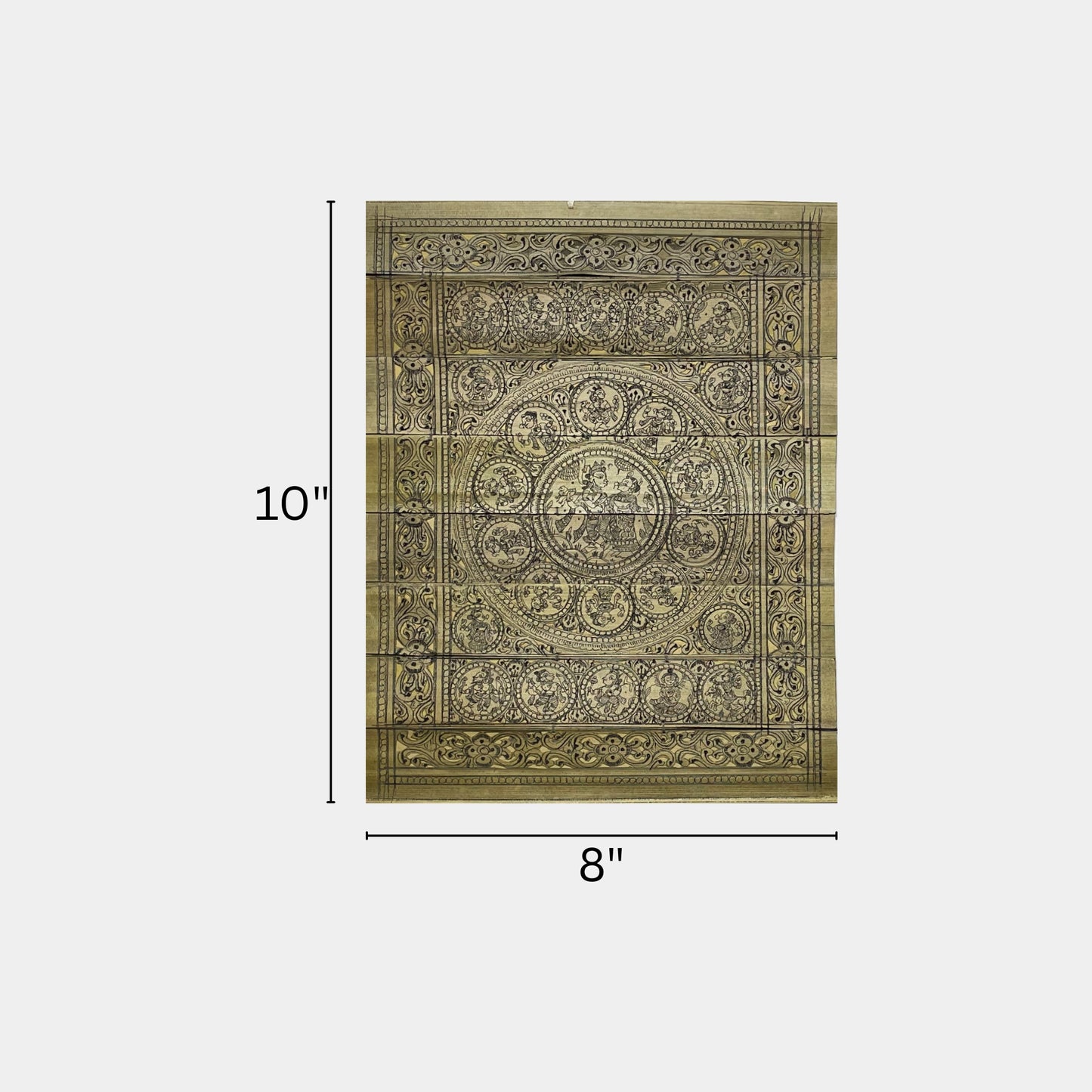 handcrafted odisha palm leaf engraving - radha krishna raas leela & dashavatara