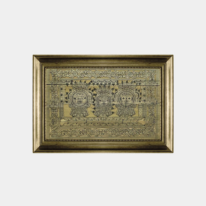 Handcrafted Odisha Palm Leaf Engraving - Shri Jagannath, Balabhadra & Subhadra