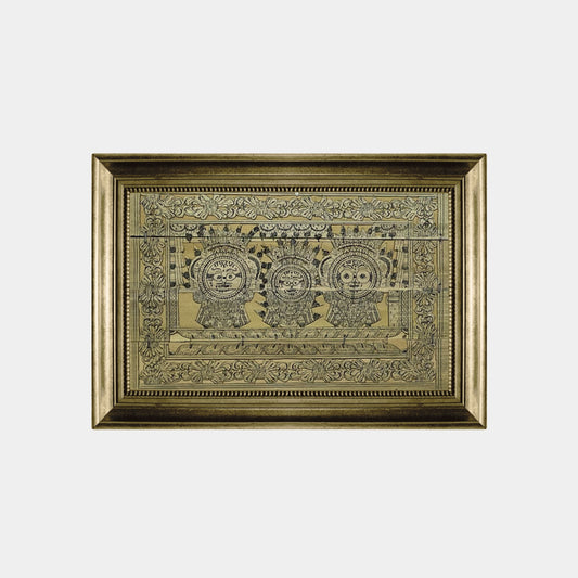 Handcrafted Odisha Palm Leaf Engraving - Shri Jagannath, Balabhadra & Subhadra