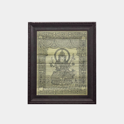 Handcrafted Odisha Palm Leaf Engraving - Goddess Saraswati (Talapatrachitra)
