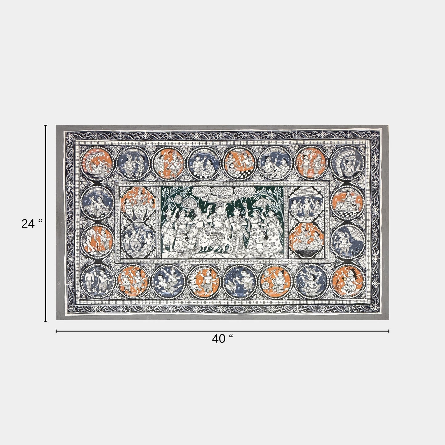 handmade krishna leela narrative circular odisha pattachitra painting