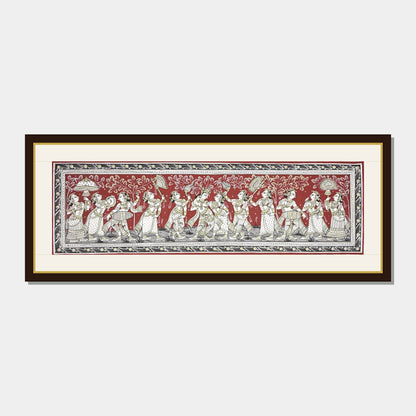Handmade Radha Krishna Sankirtan Procession Odisha Pattachitra Painting