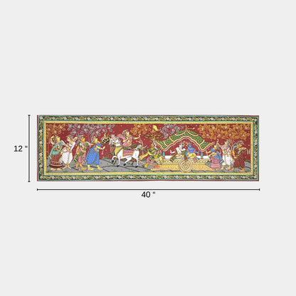 Handmade Krishna and Balrama Chariot Procession Odisha Pattachitra Painting