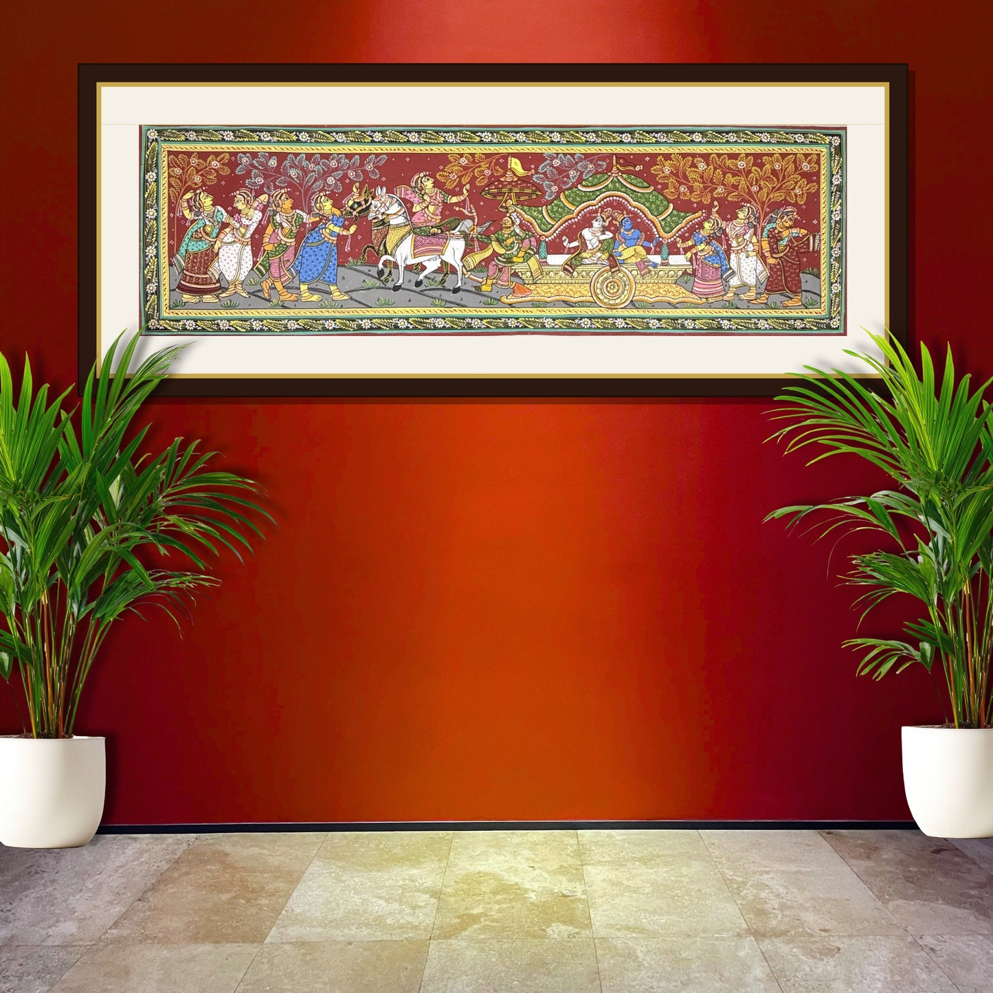 handmade krishna and balrama chariot procession odisha pattachitra painting