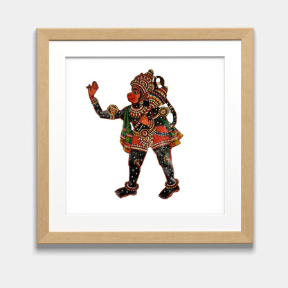 Handmade Tholu Bommalata Leather Puppet Lord Hanuman – Black Form (Unframed)