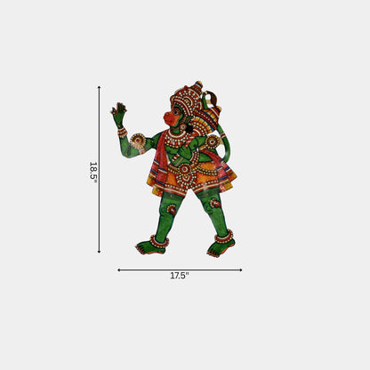 Handmade Tholu Bommalata Leather Puppet Lord Hanuman – Green Form (Unframed)
