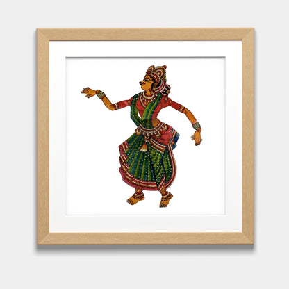 Handmade Tholu Bommalata Leather Puppet Devi Sita – Green & Red Edition (Unframed)