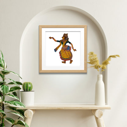 Handmade Tholu Bommalata Leather Puppet Devi Sita – Yellow & Blue Edition (Unframed)