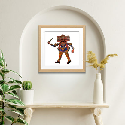 Handmade Tholu Bommalata Leather Puppet King Raavan – Blue Royal Attire (Unframed)