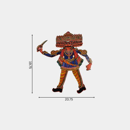 Handmade Tholu Bommalata Leather Puppet King Raavan – Blue Royal Attire (Unframed)