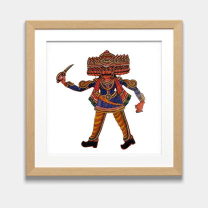 Handmade Tholu Bommalata Leather Puppet King Raavan – Blue Royal Attire (Unframed)