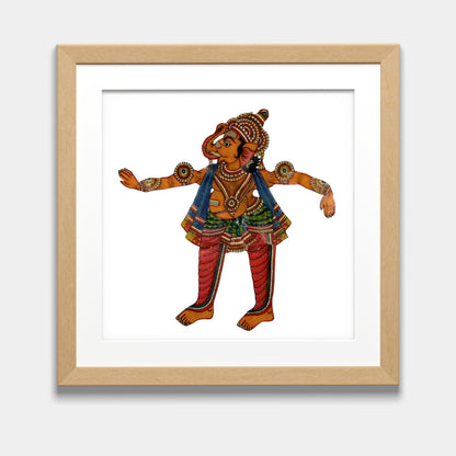 Handmade Tholu Bommalata Leather Puppet Lord Ganesha – Ochre Orange Form (Unframed)