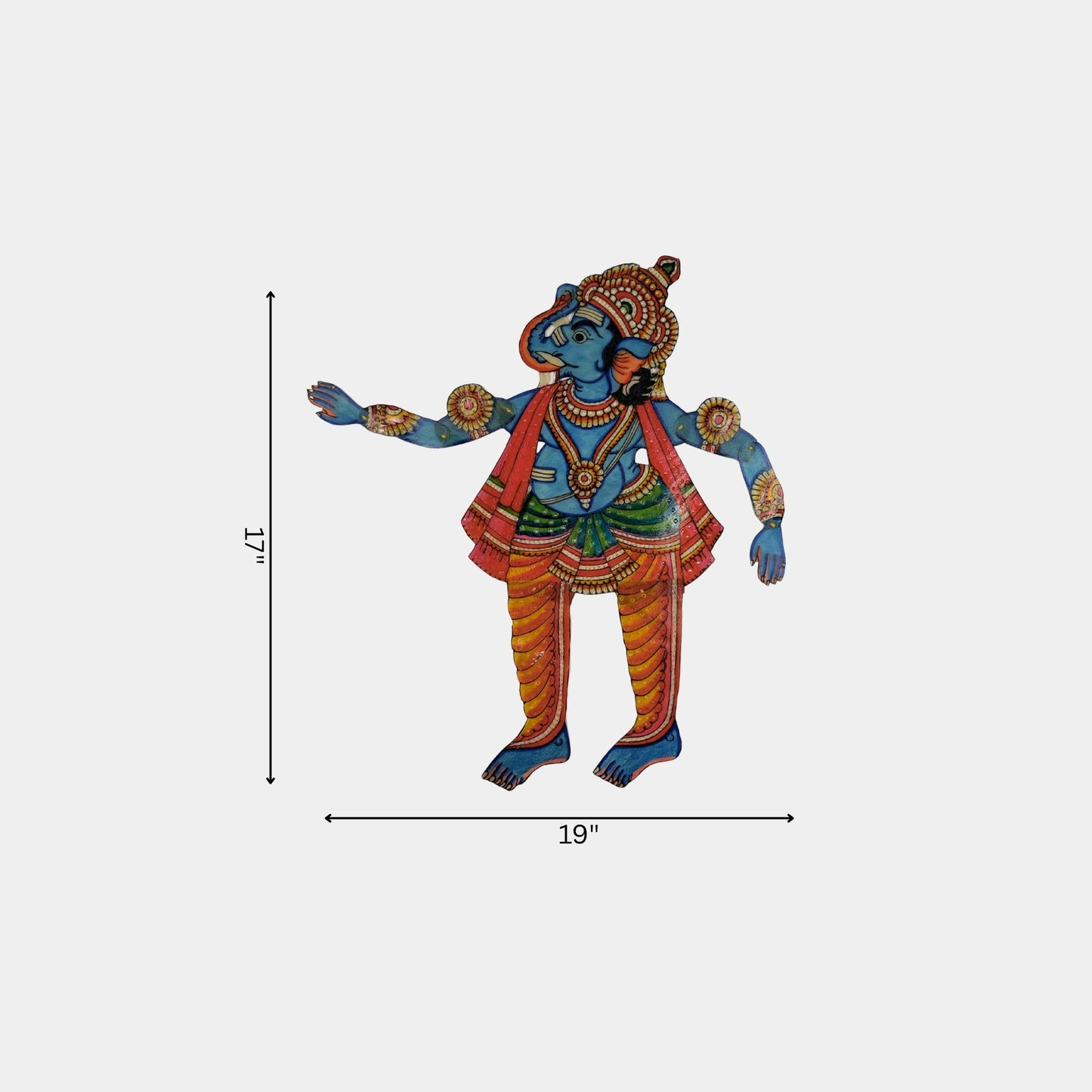 handmade tholu bommalata leather puppet lord ganesha – blue form (unframed)