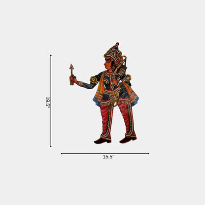 Handmade Tholu Bommalata Leather Puppet Prince Laxman – Dark Warrior Form (Unframed)