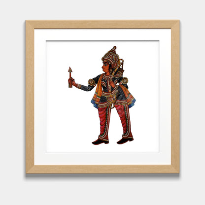 Handmade Tholu Bommalata Leather Puppet Prince Laxman – Dark Warrior Form (Unframed)