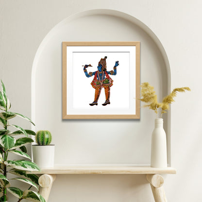 Handmade Tholu Bommalata Leather Puppet Lord Krishna – Pink Uttariya (Unframed)