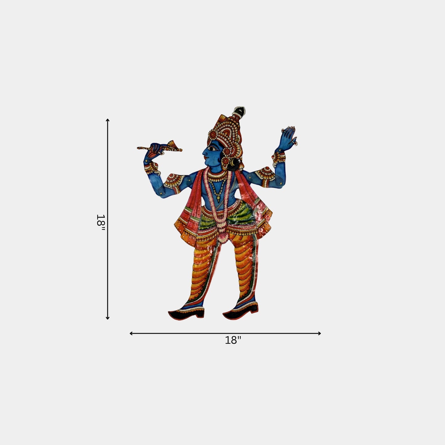 handmade tholu bommalata leather puppet lord krishna – pink uttariya (unframed)