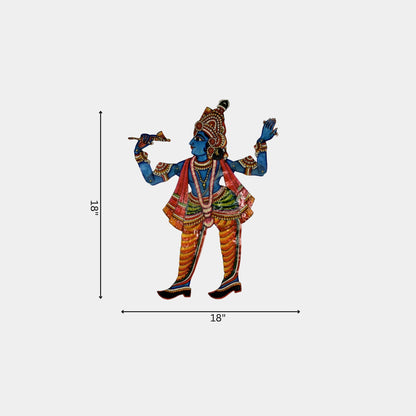 Handmade Tholu Bommalata Leather Puppet Lord Krishna – Pink Uttariya (Unframed)