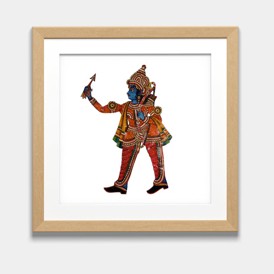 Handmade Tholu Bommalata Leather Puppet Lord Ram – Orange Warrior Form (Unframed)