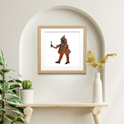 Handmade Tholu Bommalata Leather Puppet Lord Ram – Red Warrior Form (Unframed)