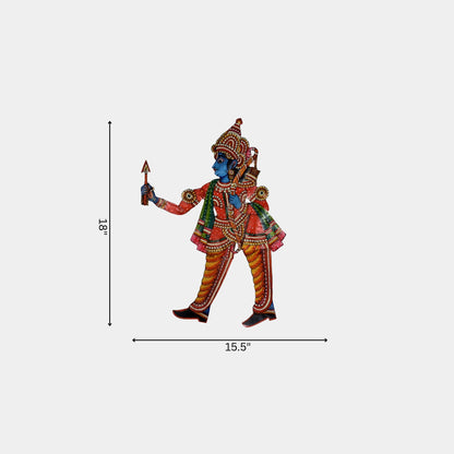 Handmade Tholu Bommalata Leather Puppet Lord Ram – Red Warrior Form (Unframed)