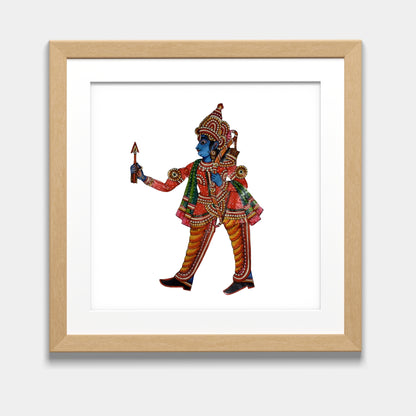 Handmade Tholu Bommalata Leather Puppet Lord Ram – Red Warrior Form (Unframed)