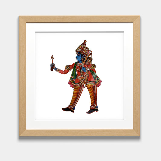 Handmade Tholu Bommalata Leather Puppet Lord Ram – Red Warrior Form (Unframed)