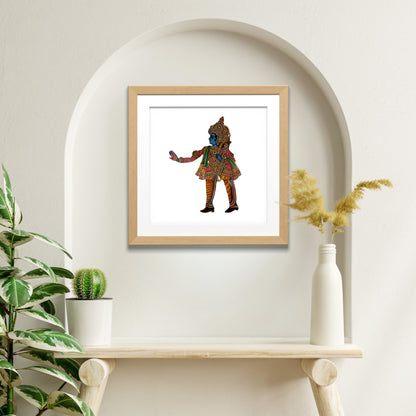 Handmade Tholu Bommalata Leather Puppet Lord Ram – Blessing Gesture Form (Unframed)