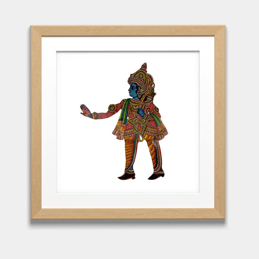 Handmade Tholu Bommalata Leather Puppet Lord Ram – Blessing Gesture Form (Unframed)