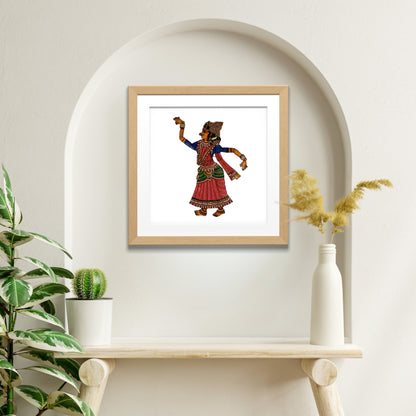 Handmade Tholu Bommalata Leather Puppet Radha – Festive Dance Form (Unframed)