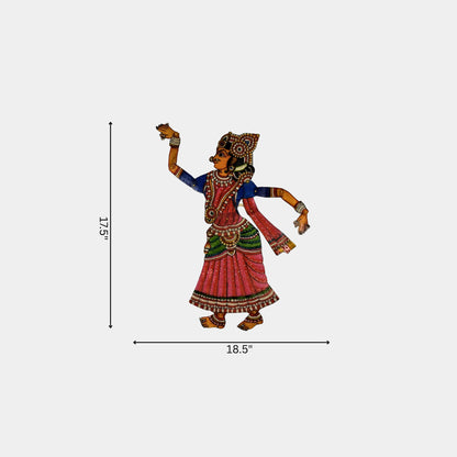 Handmade Tholu Bommalata Leather Puppet Radha – Festive Dance Form (Unframed)