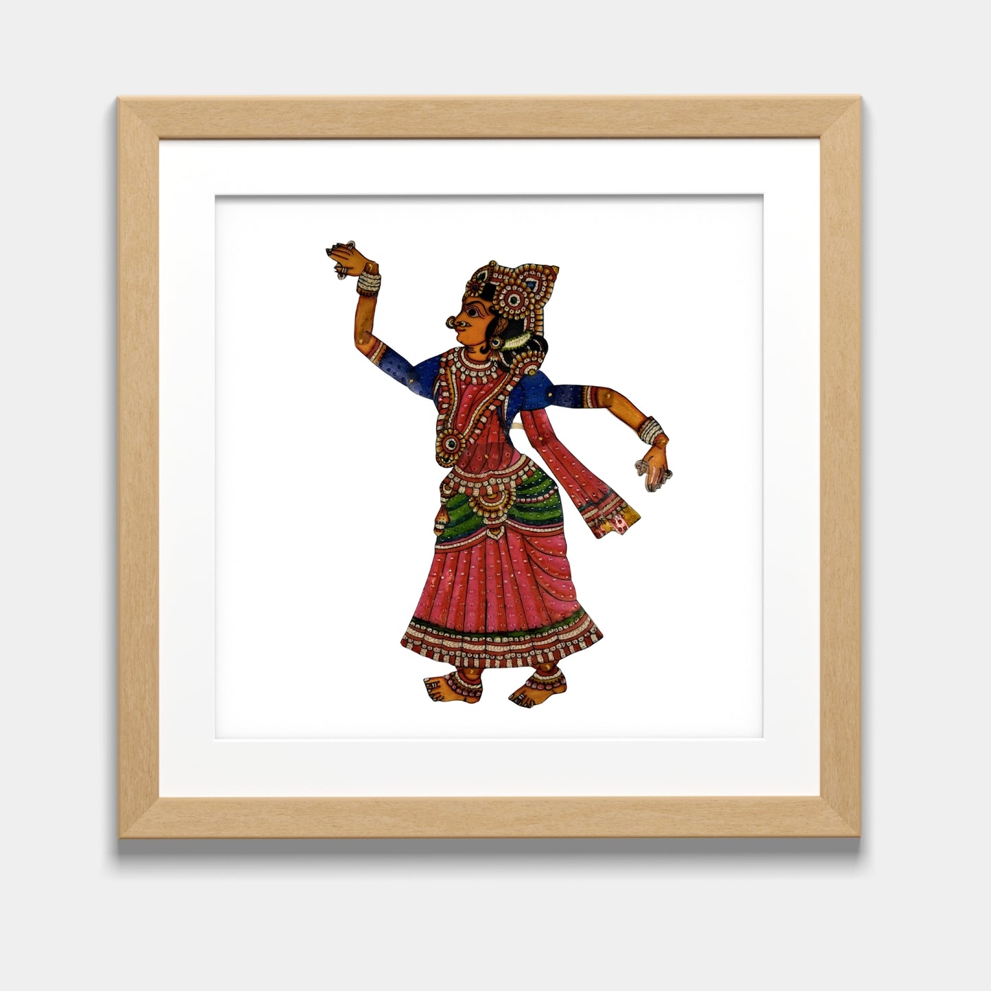 handmade tholu bommalata leather puppet radha – festive dance form (unframed)