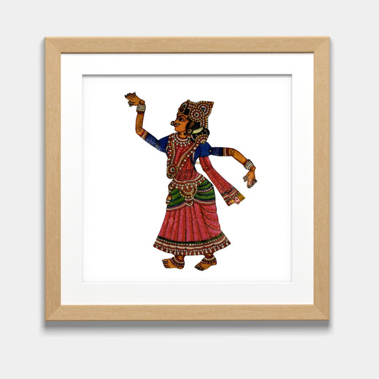 Handmade Tholu Bommalata Leather Puppet Radha – Festive Dance Form (Unframed)