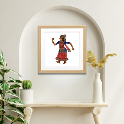 Handmade Tholu Bommalata Leather Puppet Radha – Classic Dance Form (Unframed)