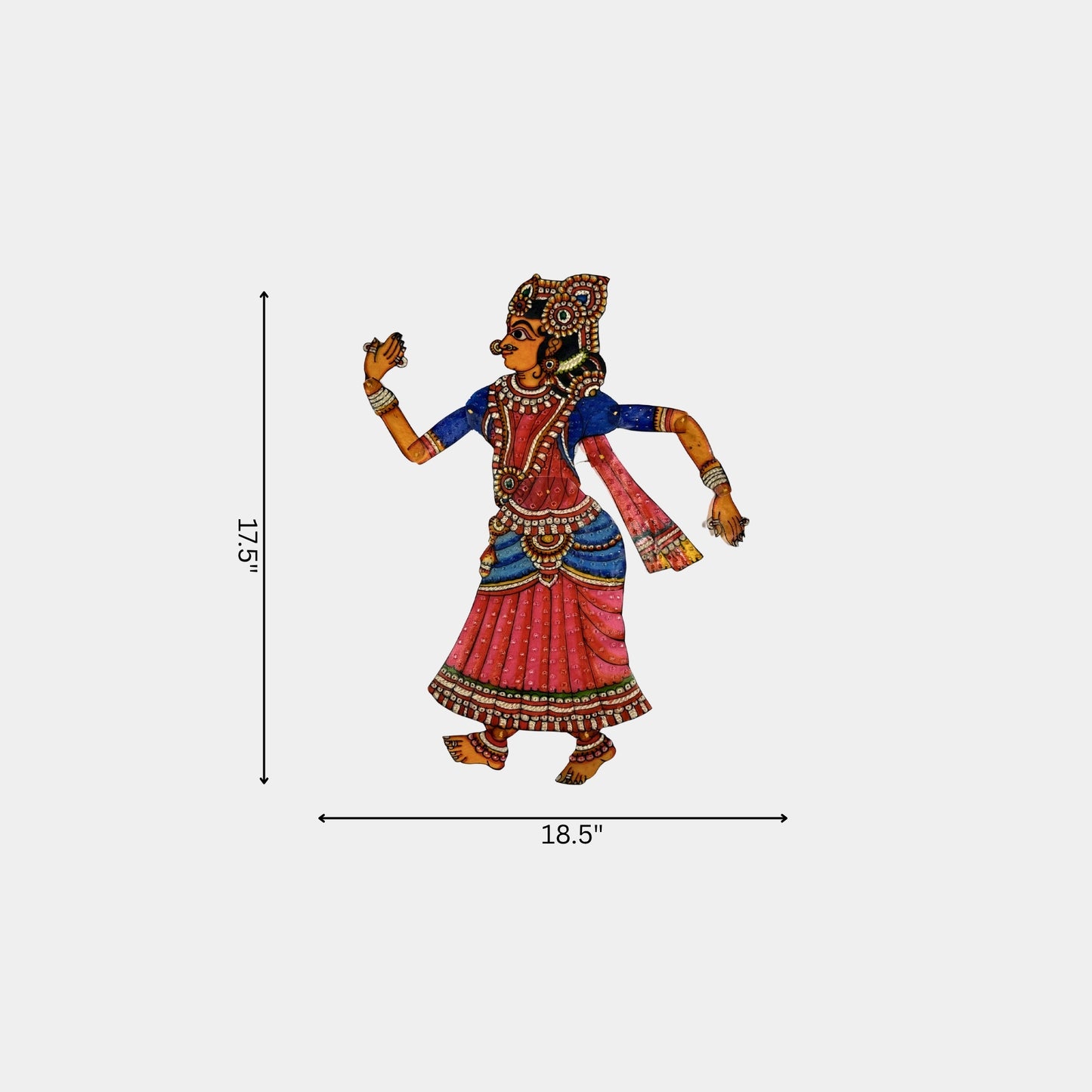 handmade tholu bommalata leather puppet radha – classic dance form (unframed)