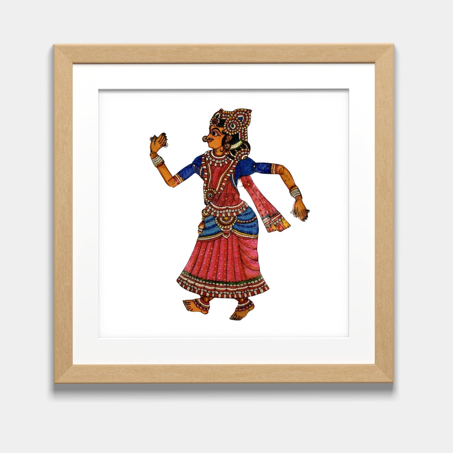 handmade tholu bommalata leather puppet radha – classic dance form (unframed)